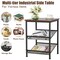 Rustic Brown Adjustable 3-Tier Industrial End Table with Metal Mesh